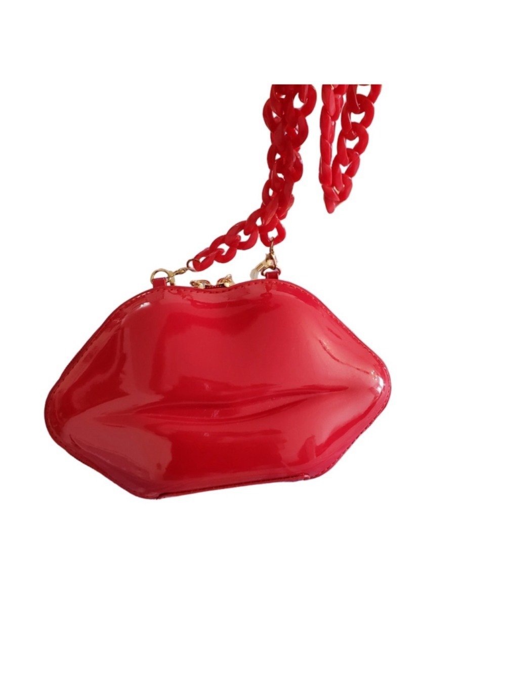 Betsey Johnson Red Lips Crossbody Purse Patent Faux Leather